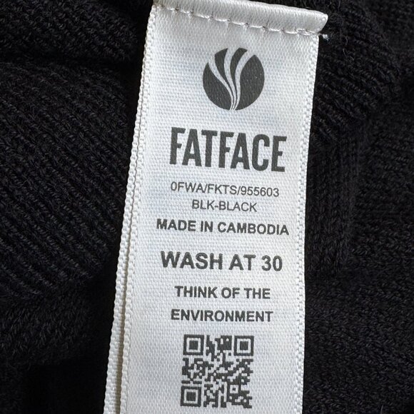 Fat Face Wool Blend Grandpa Cardigan Black 2 Pockets Grandma Women's Size 8 - Picture 6 of 9